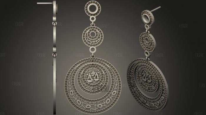 Libra Zodiac Earrings stl model for CNC