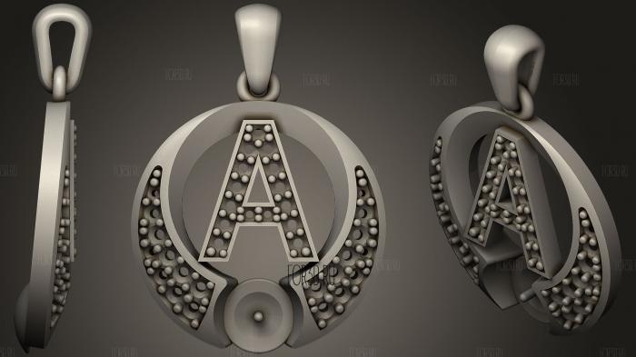 Pearl Pendant with Letter A stl model for CNC
