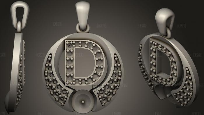 Pearl Pendant with Letter D stl model for CNC