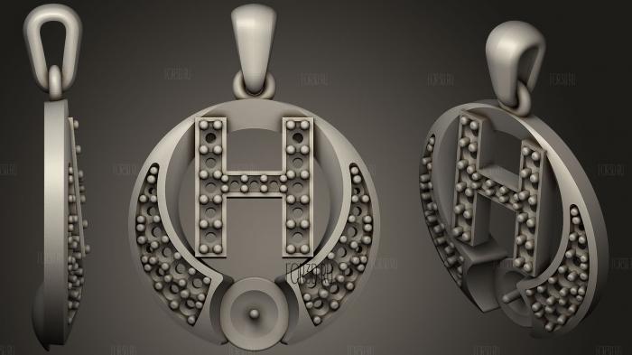 Pearl Pendant with Letter H stl model for CNC