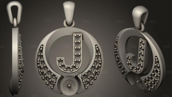 Pearl Pendant with Letter J stl model for CNC