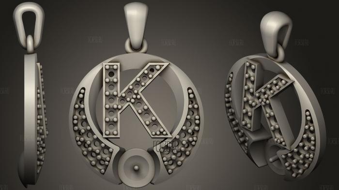 Pearl Pendant with Letter K stl model for CNC