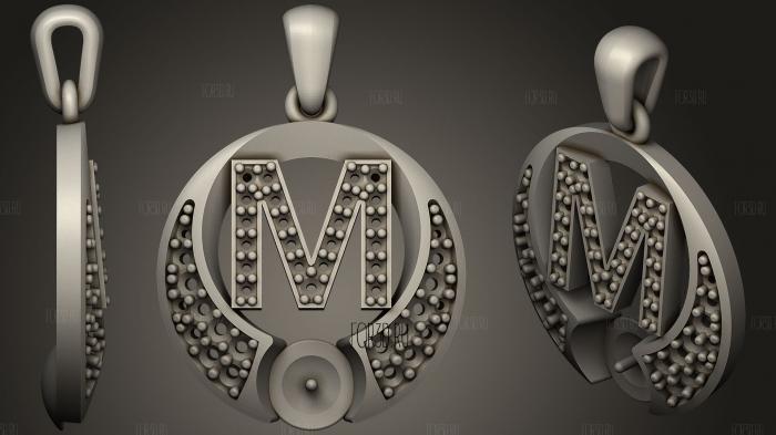 Pearl Pendant with Letter M stl model for CNC