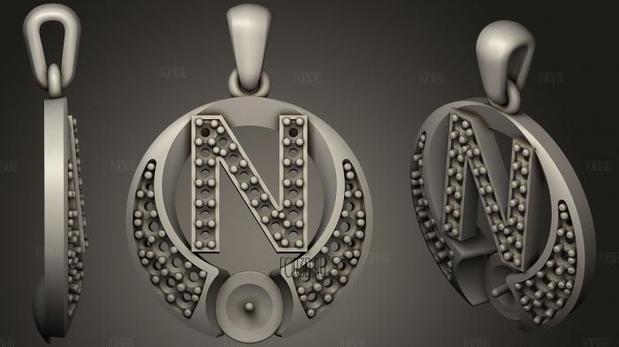 Pearl Pendant with Letter N stl model for CNC