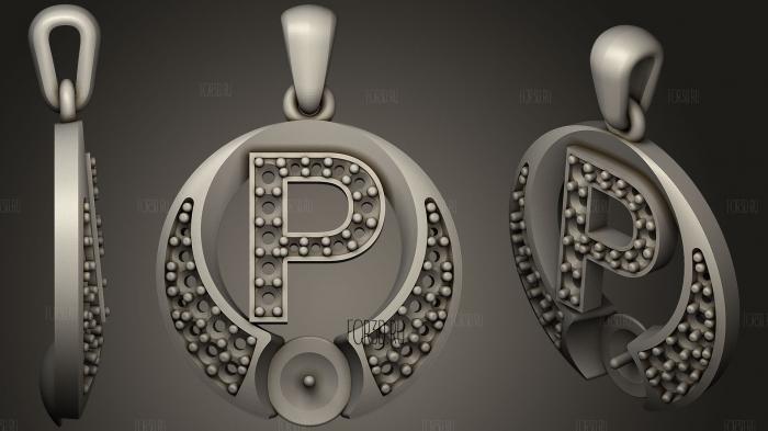 Pearl Pendant with Letter P stl model for CNC