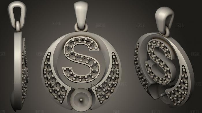 Pearl Pendant with Letter S stl model for CNC