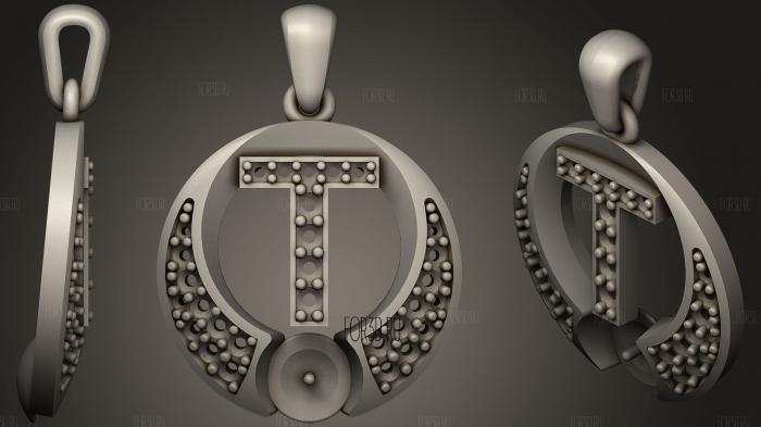 Pearl Pendant with Letter T stl model for CNC