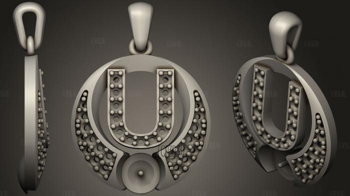 Pearl Pendant with Letter U stl model for CNC