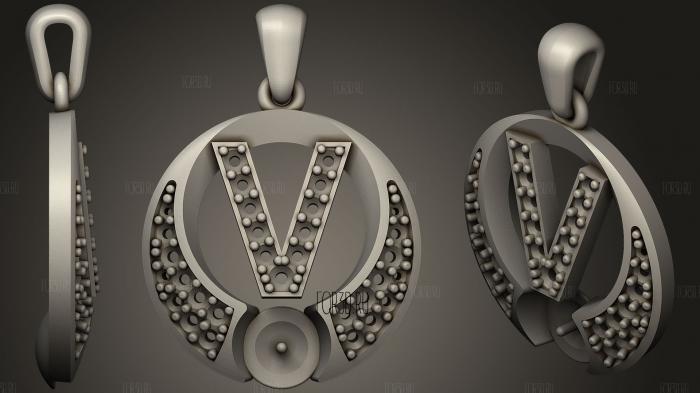 Pearl Pendant with Letter V