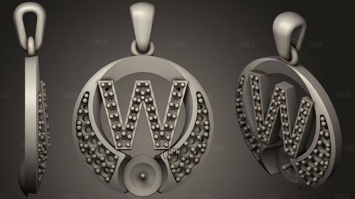 Pearl Pendant with Letter W stl model for CNC