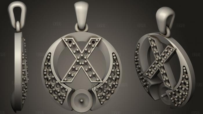 Pearl Pendant with Letter X stl model for CNC