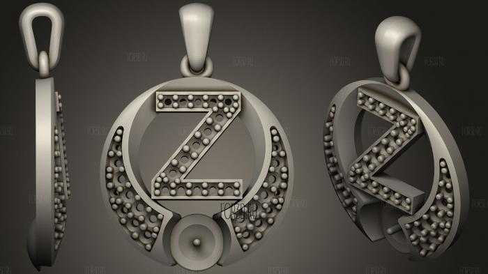 Pearl Pendant with Letter Z stl model for CNC