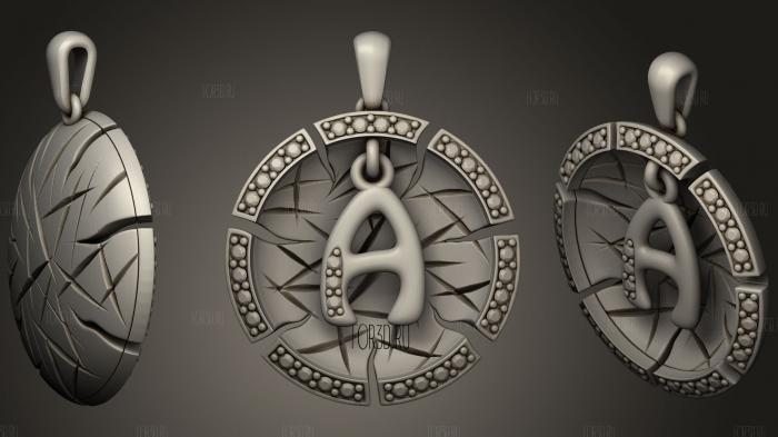 Pendant With Letter A stl model for CNC