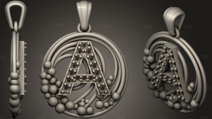 Pendant With Letter A2 stl model for CNC