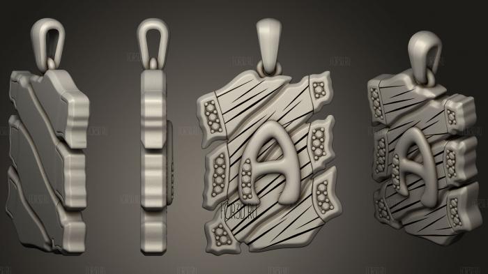 Pendant With Letter A 2 stl model for CNC