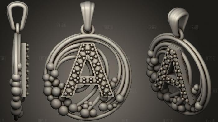 Pendant With Letter A 3 stl model for CNC