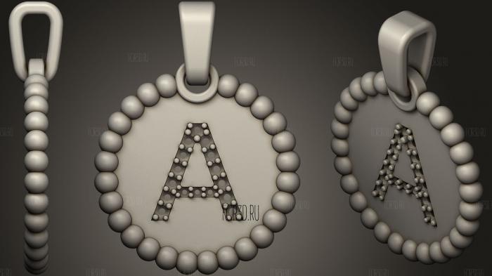 Pendant With Letter A22 stl model for CNC