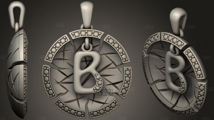 Pendant With Letter B 2 stl model for CNC
