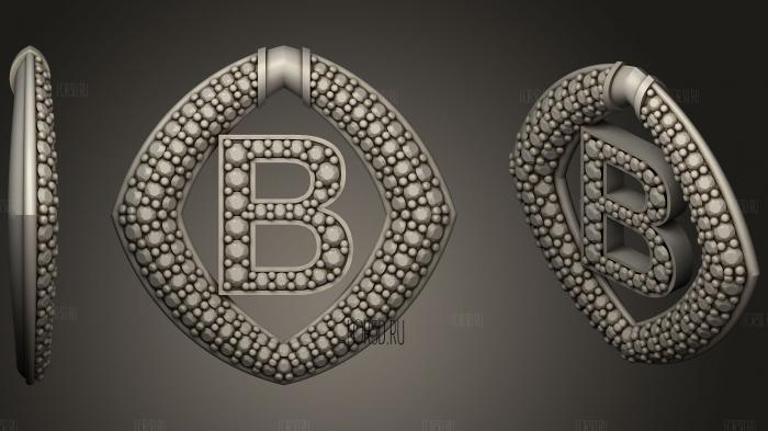 Pendant With Letter B 3 stl model for CNC