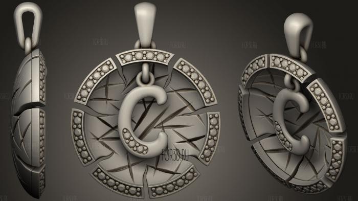 Pendant With Letter C 2 3d stl модель для ЧПУ