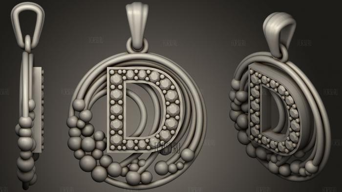 Pendant With Letter D stl model for CNC