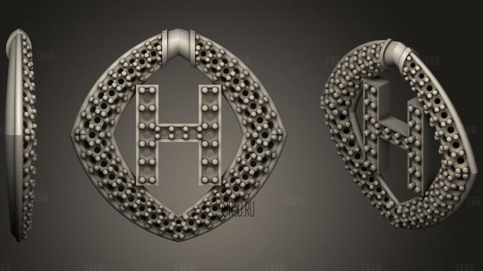 Pendant With Letter H stl model for CNC
