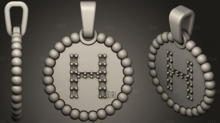 Pendant With Letter H75 stl model for CNC