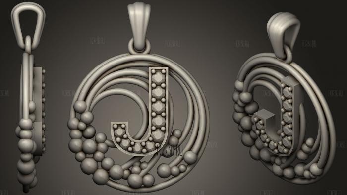 Pendant With Letter J stl model for CNC