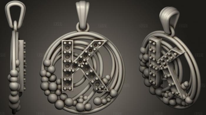 Pendant With Letter K10 3d stl модель для ЧПУ