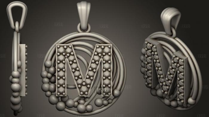 Pendant With Letter M stl model for CNC
