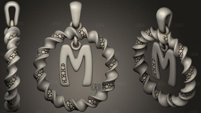 Pendant With Letter M 2 stl model for CNC