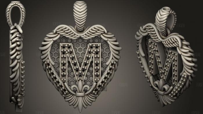 Pendant With Letter M 3 stl model for CNC