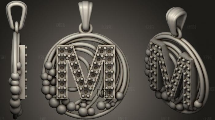 Pendant With Letter M12 stl model for CNC