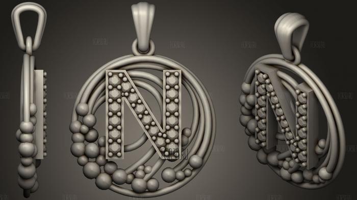 Pendant With Letter N stl model for CNC