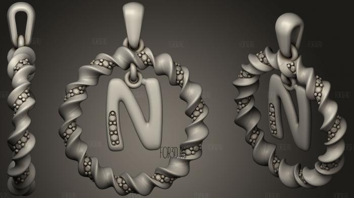 Pendant With Letter N 2 stl model for CNC
