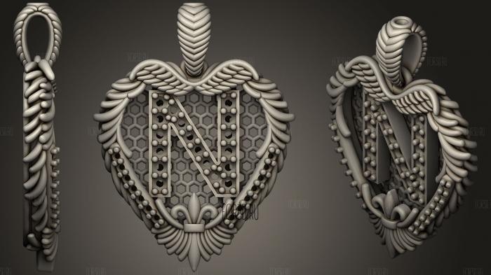 Pendant With Letter N 3 stl model for CNC