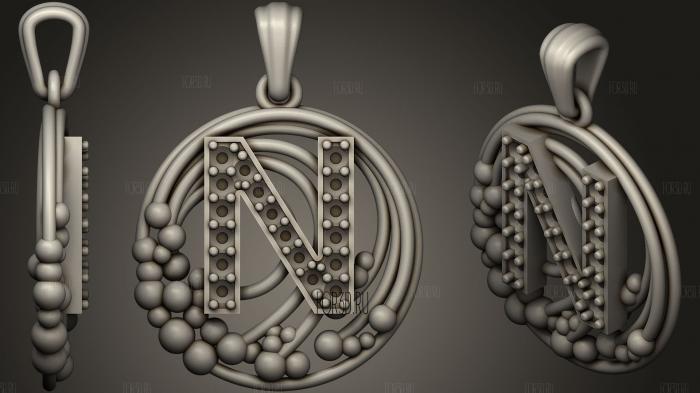 Pendant With Letter N13 stl model for CNC