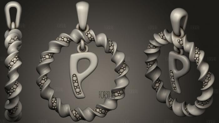 Pendant With Letter P 3D CAD stl model for CNC