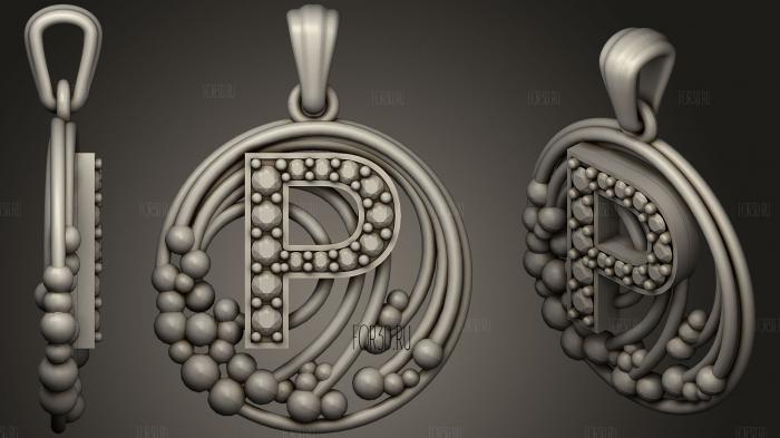 Pendant With Letter P stl model for CNC