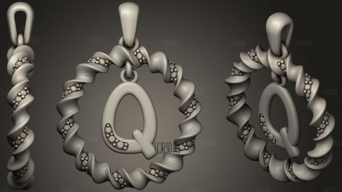 Pendant With Letter Q 2 stl model for CNC
