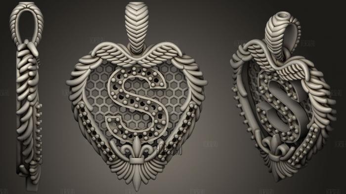 Pendant With Letter S 3 stl model for CNC