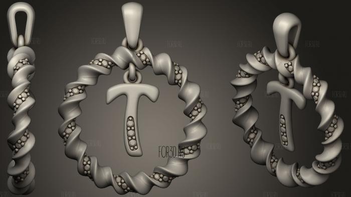 Pendant With Letter T stl model for CNC