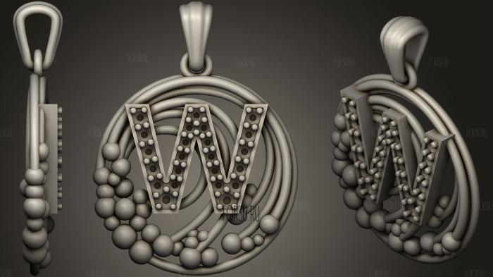Pendant With Letter W22 stl model for CNC