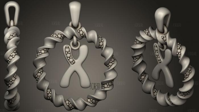 Pendant With Letter X stl model for CNC