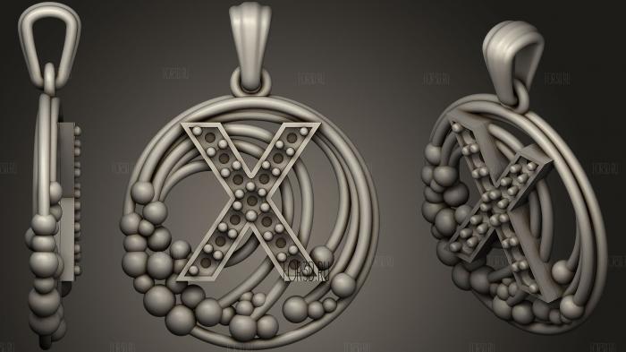 Pendant With Letter X23 stl model for CNC