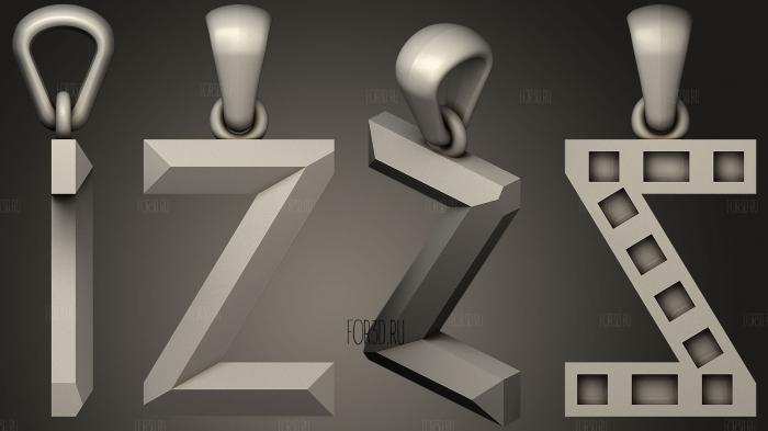 Pendant With Letter Z 2 stl model for CNC