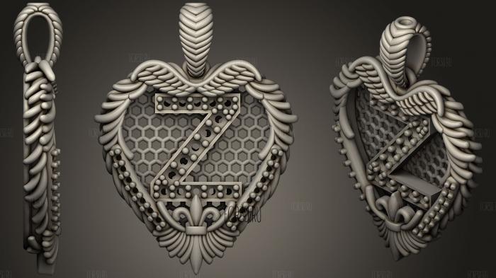Pendant With Letter Z 3 stl model for CNC