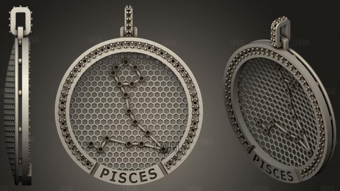 Pisces Zodiac Constellation Pendant 3d stl модель для ЧПУ