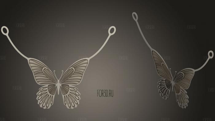 Полупрозрачное ожерелье с бабочкой 3d stl модель для ЧПУ
