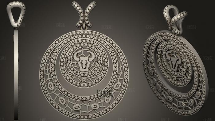 Womens Taurus Zodiac Pendant stl model for CNC